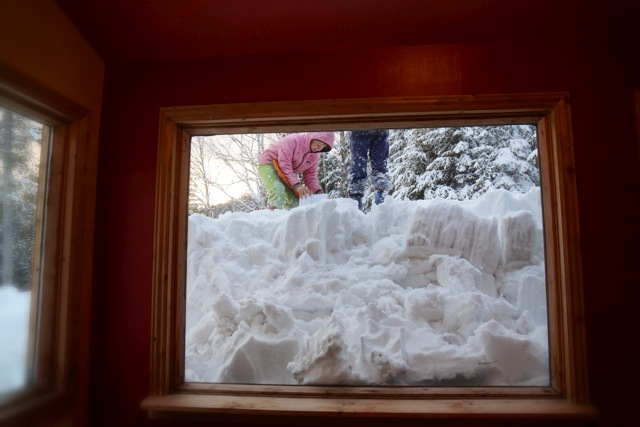 snow outside window